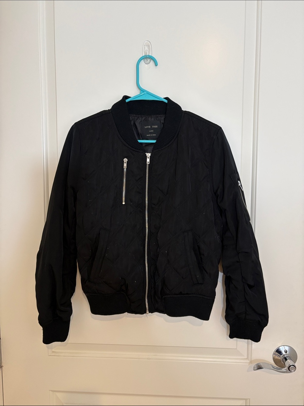 Love Tree Black Quilted Kids Bomber Jacket